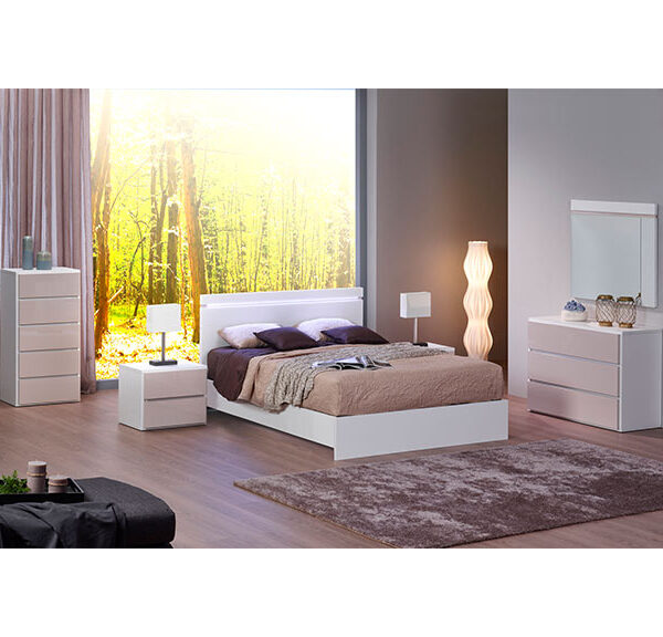 QUARTO CASAL LACADO BRANCO/LACADO MOKA KIKO 01