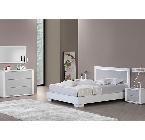 QUARTO CASAL LACADO BRANCO/LACADO CINZA PRISMA