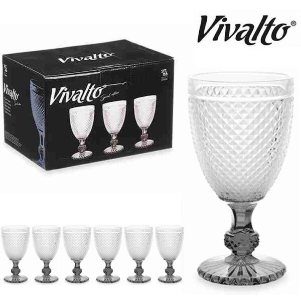 CONJUNTO 6 COPOS PÉ ÁGUA ANTRACITE DIAMANTE VIVALTO