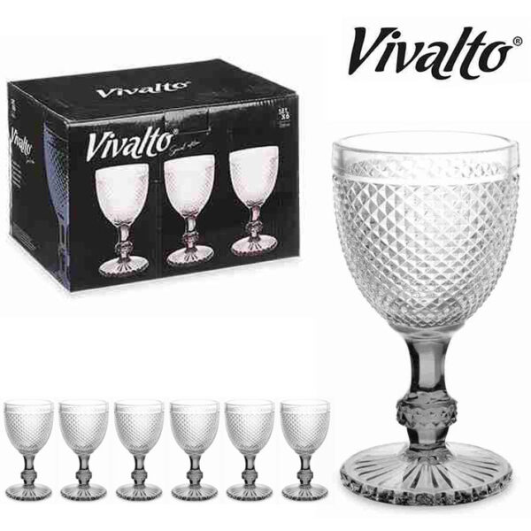 CONJUNTO 6 COPOS PÉ VINHO ANTRACITE DIAMANTE VIVALTO