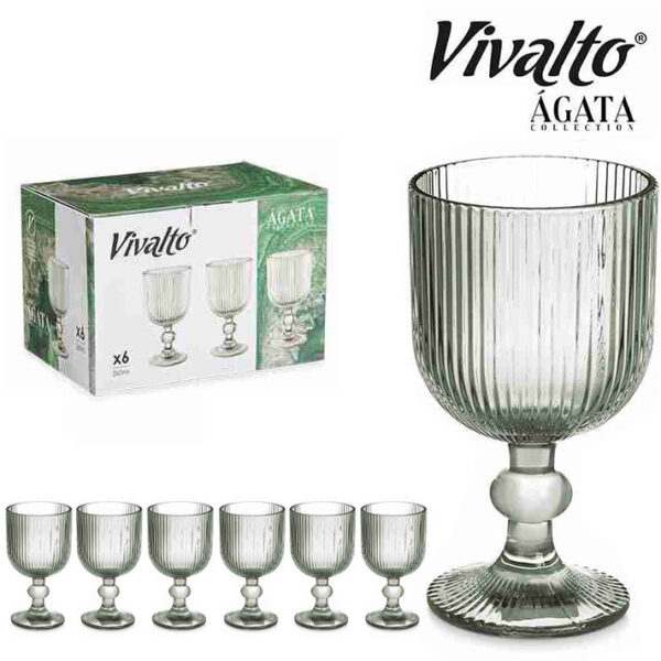 CONJUNTO 6 COPOS PÉ VINHO VERDE RISCAS VIVALTO